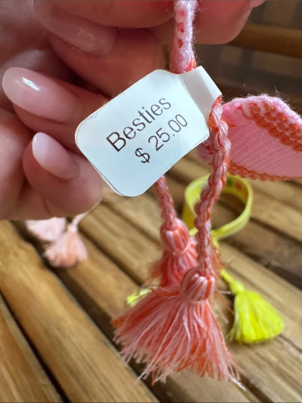 Set of 3 Kids Embroidered Crochet Woven Friendship Bracelet Pink, Yellow, Orange